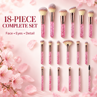 Ensemble de 18 pinceaux de maquillage professionnels scintillants pour fond de teint, anticernes, fard à paupières, pinceaux de mélange, pinceaux cosmétiques en cristal