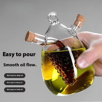 Botol Bumbu Cair Kreatif 2-in-1, Botol Minyak Kaca Borosilikat Tinggi, Wadah Kaca Tebal Tertutup Rapat