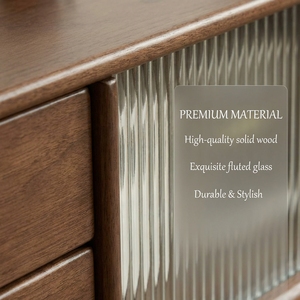 <span class=keywords><strong>Meuble</strong></span> <span class=keywords><strong>TV</strong></span> moderne en bois massif avec portes et tiroirs en verre, design contemporain pour salon, chambre, hôtel et appartement - Product Image 3