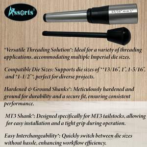 Porte-mèches de tournage ASSORTS MT3, accessoire pour tour, plusieurs tailles de mèches 13/16\" 1-1/2\", acier à outils allié, compact pour taraudage - Product Image 5