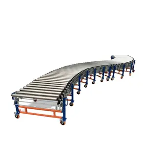 Automatic Adjustable Feet Flexible Telescopic Power/Gravity Industrial Expand Roller Conveyor 360 Degree