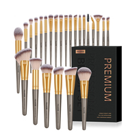 Lot de 25 Pinceaux de Maquillage Professionnels Noirs de Luxe avec Sac, Outil de Maquillage de Haute Qualité, Logo Personnalisé