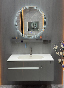 Meuble-lavabo mural moderne pour salle de bain |   Armoire en aluminium nid <span class=keywords><strong>d</strong></span>'abeille |   Évier en céramique simple et option miroir intelligent - Product Image 6