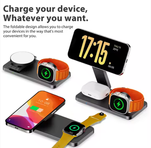 Cadeaunoel Tendances 2025 <span class=keywords><strong>3</strong></span> en 1 pliable chargeur sans fil magnétique multifonction support de charge de téléphone 15W Portable livraison directe - Product Image 4