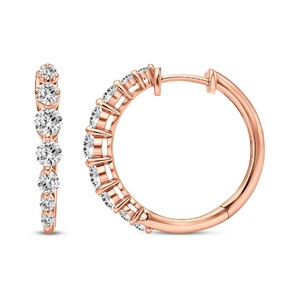Boucles d'oreilles créoles en diamant de laboratoire taille ronde pour femme, couleur VVS VS EF, en argent sterling 925, or 10KT 14KT 18KT, bague de fiançailles - Product Image 2