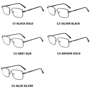 Gafas de ordenador de primera calidad para hombre, bisagra elástica rectangular antiluz azul, armazones de Metal dorado marrón, ópticos Por Mayor - Product Image 6