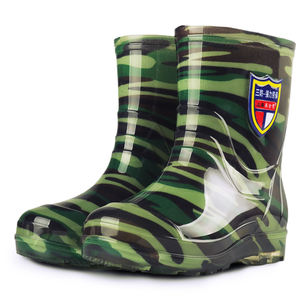 2022 Green Camo Men's <strong>Short</strong> Ankle Pvc Rain Boots <strong>Wellington</strong> Anti slip Wear Working Men's Rain Boots Wholesale - Product Image 4