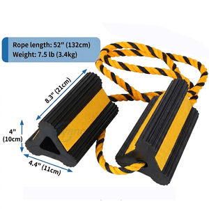 Heavy Duty Aircraft Chocks <b>Rubber</b> for Ground Support 21cm Non Slip Nylon Rope Wheel Stopper Durable Tire <b>Block</b> Bulk - Product Image 2