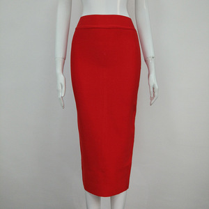 Vente chaude rouge noir blanc dos fendu Sexy taille haute dames femmes crayon jupe mi-longue avec ceinture - Product Image 1