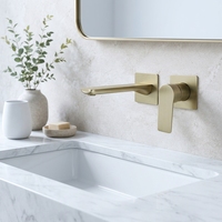 Robinet mitigeur mural à levier unique 2 trous en laiton nickel brossé pour eau chaude/froide, idéal pour lavabo de salle de bain d'hôpital