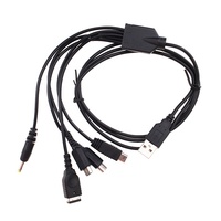 Câble de charge de chargeur USB noir 1.2m 5 en 1 pour Nintendo DS Lite Wii U 3DS XL LL DSI GBA SP PSP cordon d'alimentation de jeu