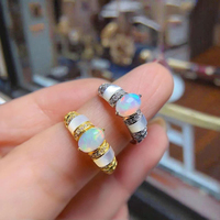 Exquis Vintage S925 bague en argent Sterling 5mm * 7mm opale naturelle doigt complet à la mode bijoux fins pour les fêtes d'anniversaire