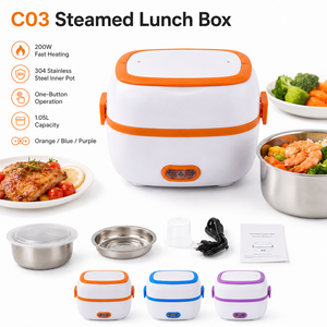 Boîte à lunch chauffante électrique portable 220V 200W 1.05L sans BPA en acier inoxydable 304 pour le bureau, les voyages, l'école KL03007 - Product Image 4