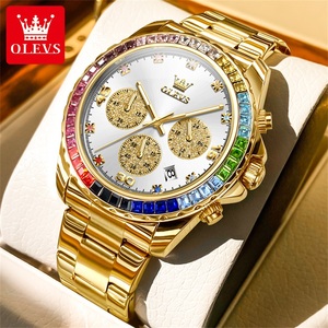 OLEVS 2939 Orologio Sportivo Multifunzionale in Acciaio Inossidabile con Logo Personalizzato, Orologio al Quarzo Impermeabile con Diamanti per Uomo - Product Image 1