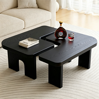 Ensemble de tables basses modulaires en forme de papillon noir, style Wabi-sabi moderne, bois massif, forme irrégulière, créatif, meubles de salon
