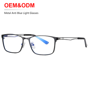 แฟชั่นใหม่แว่นตาทรงสี่เหลี่ยมแบบอิตาลีสำหรับชายและหญิงแว่นตากรอบโลหะแว่นตากันแสงสีฟ้า - Product Image 1