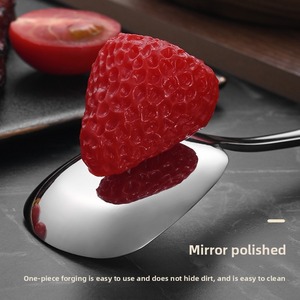 Cuillère à soupe carrée en acier inoxydable 304, design moderne de luxe chinois, fond plat, finition miroir, longue poignée, compatible lave-vaisselle, pour usage domestique - Product Image 4