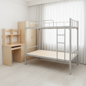 Металлическая кровать-бунк из утолщенной квадратной трубы для общежития персонала, устойчивая к качению, антикоррозийная - Product Image 1