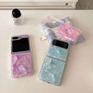 เคสมือถือ zflod 5สไตล์ INS สำหรับ flip6 <span class=keywords><strong>Z</strong></span> เคสโทรศัพท์อีพ็อกซี่สีทึบลายผีเสื้อ W24flip zflip5ซัมซุงเกาหลี - Product Image 1