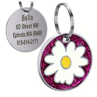 Personalisiertes Haustier-Namensschild Gold Metall Individuell Graviertes Logo Weich Emailliertes Blumen-Hundemarke
