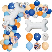 LILIS 107 Ensemble de ballons gonflables ronds en latex à thème animalier bleu et orange avec patte de chien, décoration mignonne en chaîne pour fête d'anniversaire d'enfants