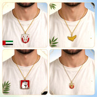 Pendentifs de collier personnalisés en métal Émirats Arabes Unis, breloques en alliage avec contour de carte et drapeau, bijoux souvenirs, cadeaux pour la Journée nationale, Dubaï, commande en gros rapide, facile