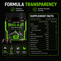 Formule Personnalisée en Vrac Certifiée GMP Végétalienne Sans OGM Résine Brute de l'Himalaya Ginseng Maca Énergie Endurance Vitalité Shilajit Adulte 100%