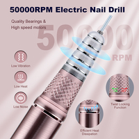 Foret à ongles en plastique SML rose/blanc/noir |   Polisseuse à haute vitesse pour soins des ongles et des pieds, 50 000 tr/min, avec 6 embouts (Populaire)