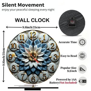 Round Wooden Wall <b>Clock</b> 25x25Cm Creative <b>Art</b> Quiet Movement Home Living Room Decor - Product Image 2