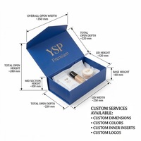 Boîte cadeau cosmétique pliable bleue personnalisée de marque de luxe, boîtes rigides en papier à plat avec insert pour coffrets cadeaux cosmétiques de grande valeur