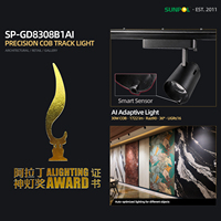 Spot intelligent AI 30W AC90-265V COB LED encastré CRI 90 UGR 16 D83xH136mm Noir Blanc Éclairage de plafond pour galerie d'art