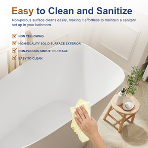 Maydon อ่างอาบน้ำทรงรีแบบอิสระที่ทันสมัยอ่างแช่พื้นผิวสีขาวทึบการออกแบบห้องน้ำที่ทันสมัยด้วยหินเทียม - Product Image 5