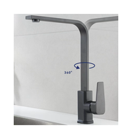Robinet à tube plat carré en acier inoxydable mélange d'eau chaude froide en alliage de zinc pour évier de cuisine de salle de bain monotrou