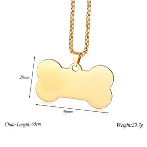 Collar con Colgante en Forma de Hueso de Acero Inoxidable, Joyería con Etiqueta en Blanco de Estilo Gótico, Accesorios de Moda para Hombres y Mujeres - Product Image 3