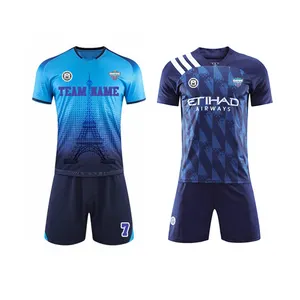 Design A Football Team best sale soccer jersey sets blue color club football kits boy football jersey t shirts