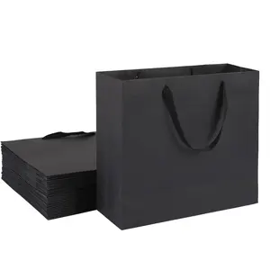 맞춤형 대형 쇼핑백 헤비 듀티 랩 웨딩 포장 천 검은 종이 선물 가방