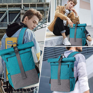 Custom Men's <b>Waterproof</b> <b>Roll</b> <b>Top</b> <b>Backpack</b> Usb Feature Polyester Lining Closure-for Business School Use <b>Backpack</b> - Product Image 3