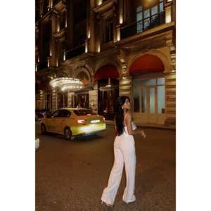 Pantalones Casuales de Cintura Alta Blancos para Mujer, Transpirables, con Detalle de Piedras, Estilo Cargo, con Corte de Campana y Cintura Media - Product Image 2