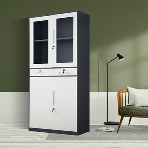 Muebles de oficina de acero de diseño moderno de 2 puertas, archivador de puerta abatible de Metal, almacenamiento convertible ajustable, escuela, Hospital - Product Image 6