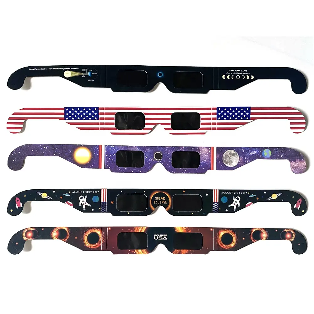 Lunettes à éclipse solaire certifié ISO 3D, lunettes pour visionnage, prix d'usine CE