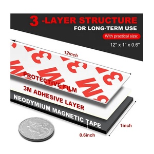 Bandes magnétiques en néodyme, bandes magnétiques flexibles et puissantes avec adhésif <span class=keywords><strong>pour</strong></span> mur, bricolage, art et réfrigérateur - Product Image 5
