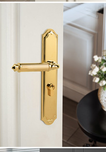 มือจับล็อคประตูไม้ด้านหลังเป็นไม้วิลล่าสีทองหรูหราสไตล์อเมริกาเหนือ - Product Image 5