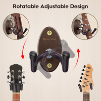 Factory Wholesale Dark Brown Wood Guitar Wall Hanger Hooks Non-Slip Adjustable Stand Wall Stringed Instruments Parts Accessories