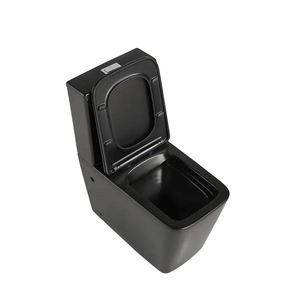 Modern <strong>Black</strong> Ceramic Integrated <strong>Toilet</strong> with a Soft-closed Cover square P-shaped Steam Trap for Villa Bathrooms or <strong>Toilets</strong> - Product Image 2