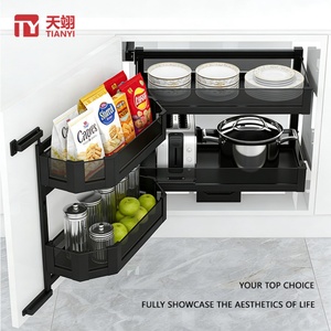 Modern Kitchen Pull-Out Magic <b>Corner</b> Pantry Unit <b>Cabinet</b> Aluminum Alloy 45kg Load Capacity Soft Close System Eco-Friendly 3-Year - Product Image 1