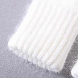 Vente en gros de mitaines longues en <span class=keywords><strong>laine</strong></span> duveteuses tricotées pour les doigts, douces, extensibles, douces et chaudes, gants d'hiver en cachemire personnalisés pour femmes - Product Image 6
