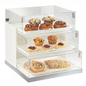 最优惠价格3层透明水晶亚克力二手面包面包店展示柜批发