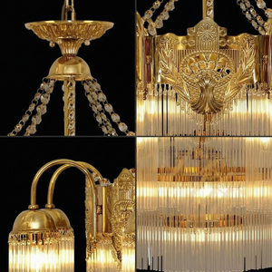<span class=keywords><strong>Grand</strong></span> lustre de luxe en laiton et verre pour villa et hôtel, élégant et vintage pour grands espaces, lustres &amp;   Lampes suspendues - Product Image 5