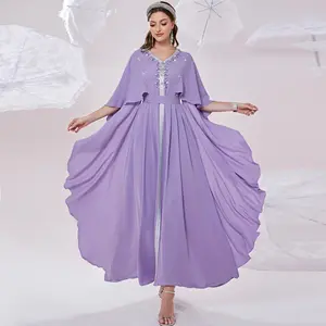BA2503Manufacture abaya women muslim dress beaded uae shiny muslim women summer dresses