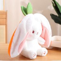 Peluche Lapin Fraise Mignon Populaire, Doudou Transformable Fruits et Carottes, Poupée Bébé Lapin en Peluche